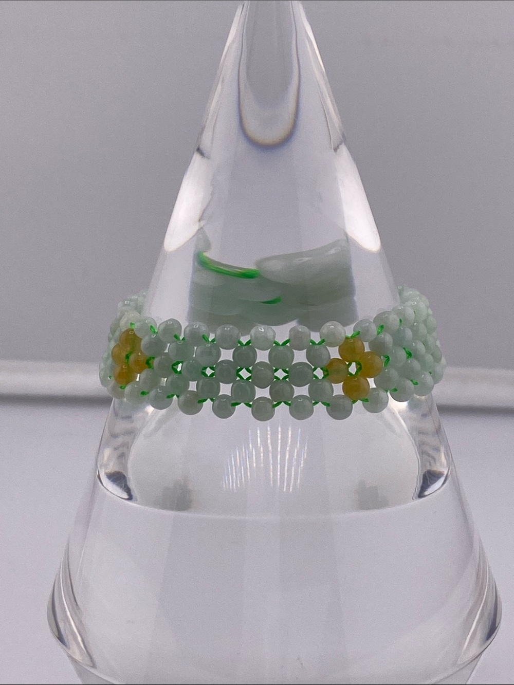 Natural Jadeite Jade Woven Flower Cuff Bracelet